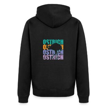 Ostrich Vogelstrauß Laufvogel Großvogel - Unisex Premium Bio Zip Hoodie - Schwarz - Hinten - Nico (187cm)