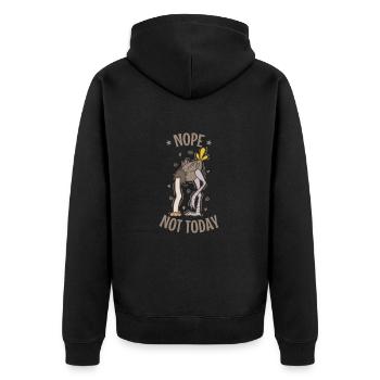Nope Not Today Strauß Kopf im Sand Laufvogel - Unisex Premium Bio Zip Hoodie - Schwarz - Hinten - Nico (187cm)