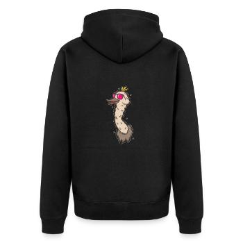 cooler Strauß mit Sonnenbrille Laufvogel - Unisex Premium Bio Zip Hoodie - Schwarz - Hinten - Nico (187cm)
