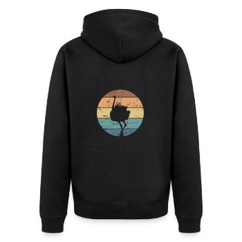 Strauß Laufvogel Großvogel Hals - Unisex Premium Bio Zip Hoodie - Schwarz - Hinten - Nico (187cm)