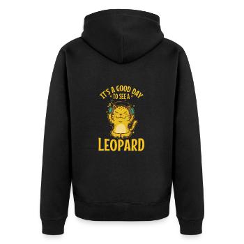 C’est une bonne journée pour voir un gros félin léopard - Veste à capuche bio Premium Unisexe - noir - Dos - Nico (187cm)