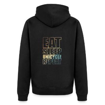 Eat Sleep Unicycle Repeat Balance Sport - Unisex Premium Bio Zip Hoodie - Schwarz - Hinten - Nico (187cm)