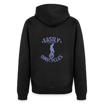 Easily Distracted by Unicycles - Unisex Premium Bio Zip Hoodie - Schwarz - Hinten - Nico (187cm)