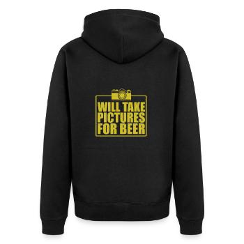Will Take Pictures for Beer Photographer - Unisex Premium Organic Zip Hoodie - black - Back - Nico (187cm)