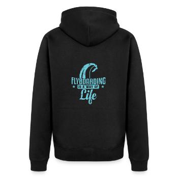 Flyboarding is a Way of Life Extremsport - Unisex Premium Bio Zip Hoodie - Schwarz - Hinten - Nico (187cm)