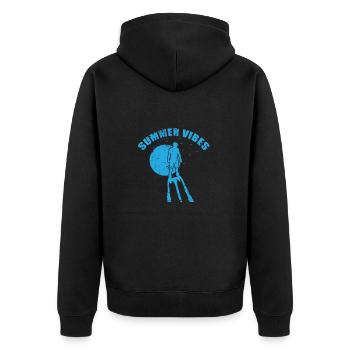Summer Vibes Wassersport Hobby - Unisex Premium Bio Zip Hoodie - Schwarz - Hinten - Nico (187cm)