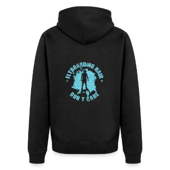 Flyboarding Hair Don't Care Wassersport - Unisex Premium Bio Zip Hoodie - Schwarz - Hinten - Nico (187cm)