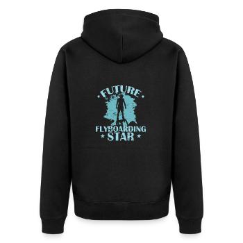 Future Flyboarding Star Wassersport Hobby - Unisex Premium Bio Zip Hoodie - Schwarz - Hinten - Nico (187cm)
