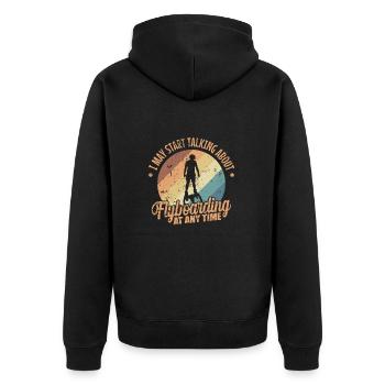 Talking about Flyboarding at any Time - Unisex Premium Bio Zip Hoodie - Schwarz - Hinten - Nico (187cm)