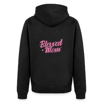 Blessing Mom Muttertag Mami - Unisex Premium Bio Zip Hoodie - Schwarz - Hinten - Nico (187cm)