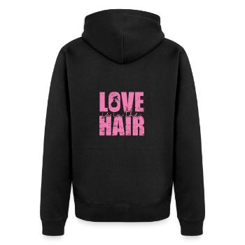 L’amour est dans la profession de coiffeur Cheveux - Veste à capuche bio Premium Unisexe - noir - Dos - Nico (187cm)