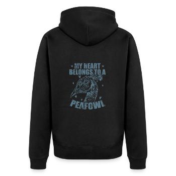 My Heart belongs to a Peafowl Bird Zoo - Unisex Premium Organic Zip Hoodie - black - Back - Nico (187cm)