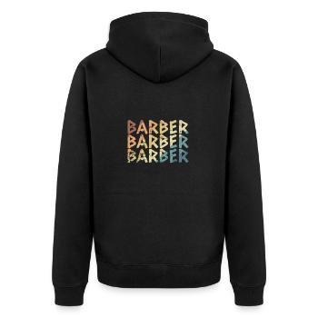 Barbier Coiffeur Profession Coupe de cheveux - Veste à capuche bio Premium Unisexe - noir - Dos - Nico (187cm)