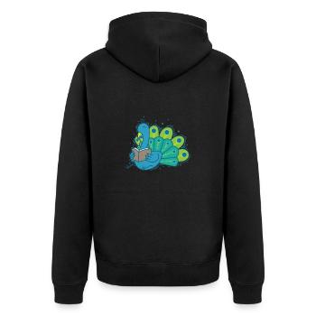 Peacock lit un livre Plumes d’oiseau - Veste à capuche bio Premium Unisexe - noir - Dos - Nico (187cm)