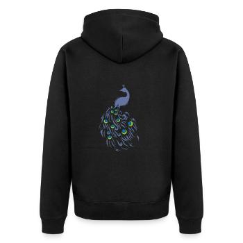 Pfau mit wunderschönen Schweif Vogel Tier - Unisex Premium Bio Zip Hoodie - Schwarz - Hinten - Nico (187cm)