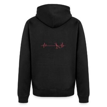 Ligne de battement de cœur avec ciseaux coiffeur - Veste à capuche bio Premium Unisexe - noir - Dos - Nico (187cm)