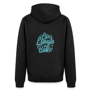 Live Laugh Bake Pastry Cake - Unisex Premium Organic Zip Hoodie - black - Back - Nico (187cm)