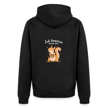 Ich bremse auch für Eichhörnchen mit Nuss - Unisex Premium Bio Zip Hoodie - Schwarz - Hinten - Nico (187cm)