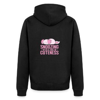 Snoozing with a Side of cuteness Pyjama - Unisex Premium Bio Zip Hoodie - Schwarz - Hinten - Nico (187cm)