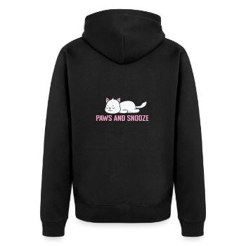Paws and snooze Pyjama Schlafanzug - Unisex Premium Bio Zip Hoodie - Schwarz - Hinten - Nico (187cm)