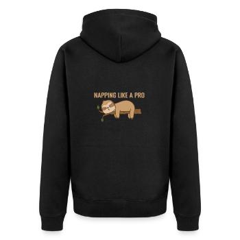 Napping like a Pro Dreamer Pajamas Pajamas - Unisex Premium Organic Zip Hoodie - black - Back - Nico (187cm)