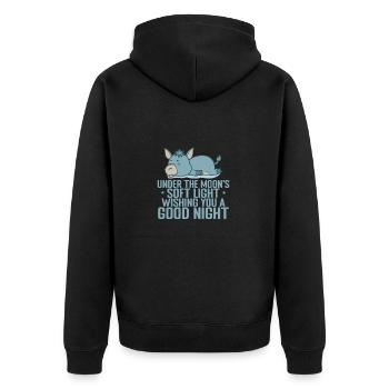 Moon's soft Light, wishing you a good Night - Unisex Premium Bio Zip Hoodie - Schwarz - Hinten - Nico (187cm)