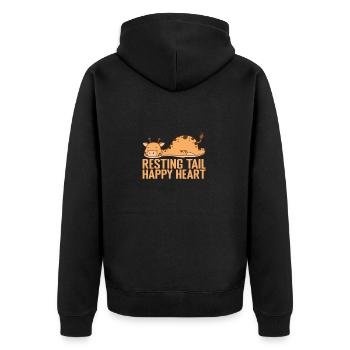 Resting Tail, Happy Heart Pajamas Pajamas - Unisex Premium Organic Zip Hoodie - black - Back - Nico (187cm)