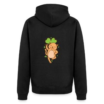 Chat avec trèfle Saint-Patrick - Veste à capuche bio Premium Unisexe - noir - Dos - Nico (187cm)