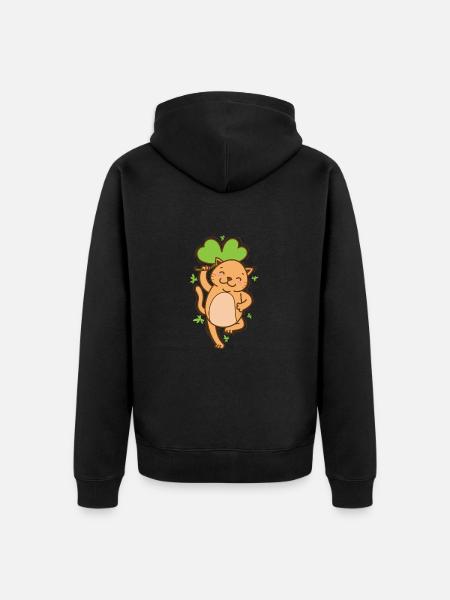 Chat avec trèfle Saint-Patrick - Veste à capuche bio Premium Unisexe - noir