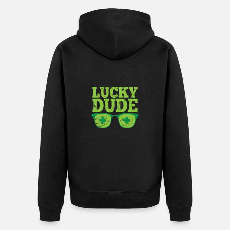 Lucky Dude Saint-Patrick - Veste à capuche bio Premium Unisexe - noir