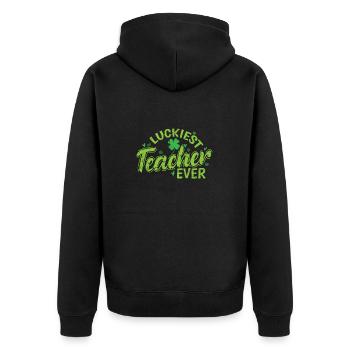 L’enseignant le plus chanceux de tous les temps La Saint-Patrick - Veste à capuche bio Premium Unisexe - noir - Dos - Nico (187cm)