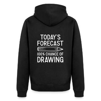 Drawer Today's Forecast Drawing - Unisex Premium Bio Zip Hoodie - Schwarz - Hinten - Nico (187cm)