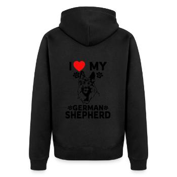 J’aime mon berger allemand - Veste à capuche bio Premium Unisexe - noir - Dos - Nico (187cm)