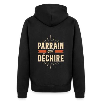 Humour Homme Super Parrain Qui Déchire - Veste à capuche bio Premium Unisexe - noir - Dos - Nico (187cm)