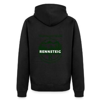 Rennsteig-Thüringer Wald-Thüringen - Unisex Premium Bio Zip Hoodie - Schwarz - Hinten - Nico (187cm)