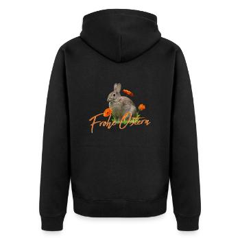 Frohe Ostern Osterhase - Unisex Premium Bio Zip Hoodie - Schwarz - Hinten - Nico (187cm)