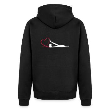 Glider love glide pilot plane - Unisex Premium Organic Zip Hoodie - black - Back - Nico (187cm)