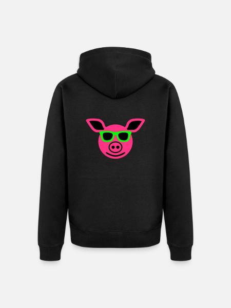 Gris med solbriller - Premium økologisk unisex-hættejakke - sort