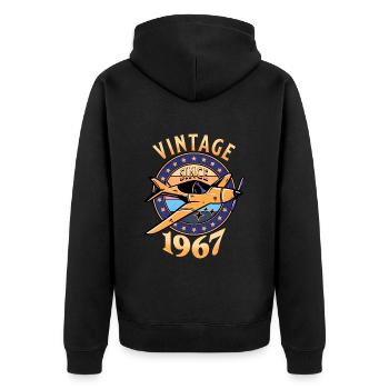 Vintage Aircraft 1967 55 Years Anniversary - Unisex Premium Organic Zip Hoodie - black - Back - Nico (187cm)