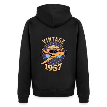 Avion Vintage 1957 65 Ans Anniversaire - Veste à capuche bio Premium Unisexe - noir - Dos - Nico (187cm)