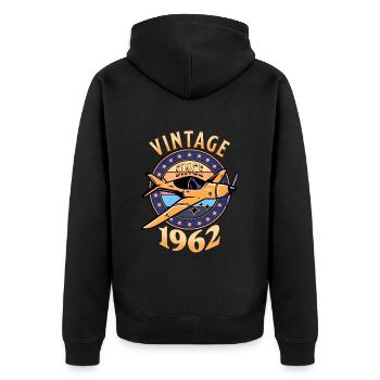 Avion Vintage 1962 60 Ans Anniversaire - Veste à capuche bio Premium Unisexe - noir - Dos - Nico (187cm)