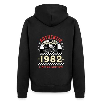 40 Ans Anniversaire Thème Moto Vintage 1982 - Veste à capuche bio Premium Unisexe - noir - Dos - Nico (187cm)