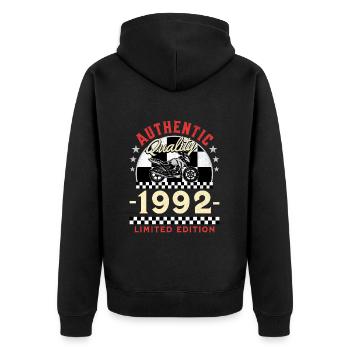 30 Ans Anniversaire Thème Moto Vintage 1992 - Veste à capuche bio Premium Unisexe - noir - Dos - Nico (187cm)