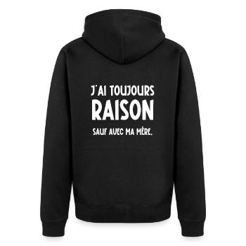 j'ai toujours raison - Veste à capuche bio Premium Unisexe - noir - Dos - Nico (187cm)