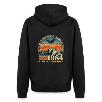 Great Since 1984 Vintage Birthday Gift - Unisex Premium Organic Zip Hoodie - black - Back - Nico (187cm)