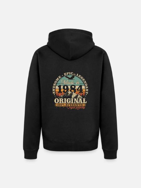 Født i 1984 vintage bursdagsgave - Premium økologisk unisex-hettejakke - svart