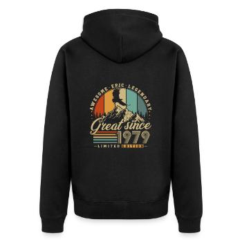 Großartig seit 1979 Jahrgang Vintage Geburtstag - Unisex Premium Bio Zip Hoodie - Schwarz - Hinten - Nico (187cm)