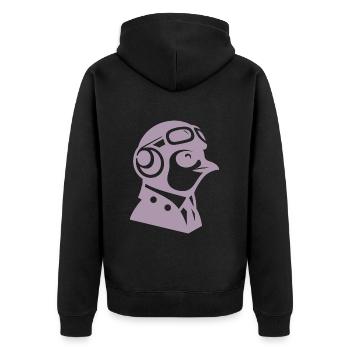 Penguin Pilot Airplane Flying Flight License - Unisex Premium Organic Zip Hoodie - black - Back - Nico (187cm)