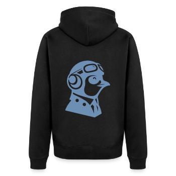 Penguin Pilot Airplane Flying Flight License - Unisex Premium Organic Zip Hoodie - black - Back - Nico (187cm)