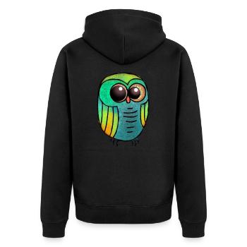 Hibou vert Hibou texturé Hibou poilu / Hibou mignon - Veste à capuche bio Premium Unisexe - noir - Dos - Nico (187cm)